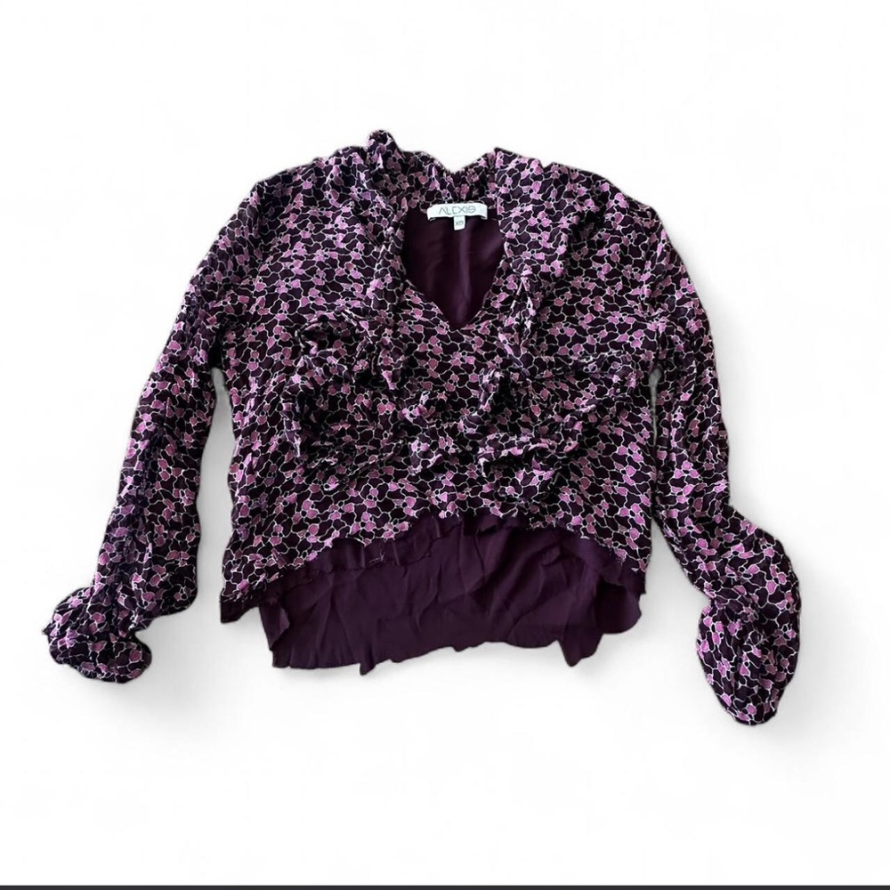 Alexis Purple & Pink Floral Ruffle V-Neck Blouse